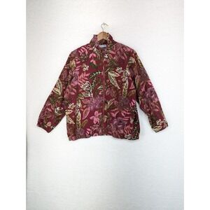 Blair Women Jacket Pinks/Green Elastic Cuffs and Bottom W/ Shoulder Pads‎ L